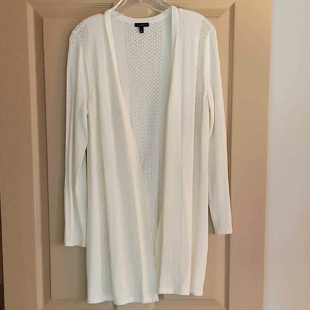 Talbots Elegant Cream Open-Front Cardigan